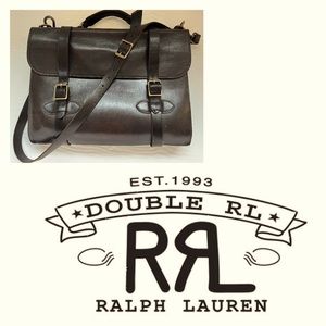 Double RL Brown Leather Briefcase
